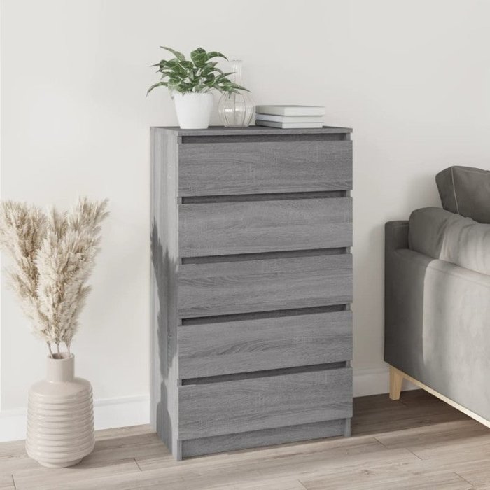 Vidaxl cajonera de madera contrachapada gris sonoma 60x36x103 cm