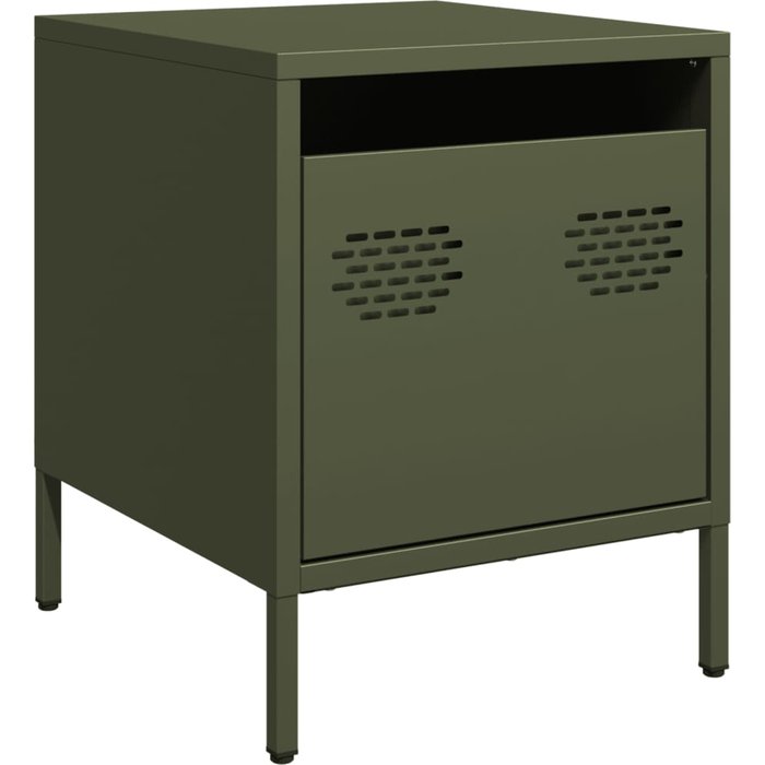Mesita de noche acero verde oliva 35x39x43,5 cm - comfortxl