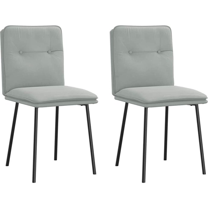 Pack 2 uds sillas de comedor | silla de cocina terciopelo gris claro cfw34866