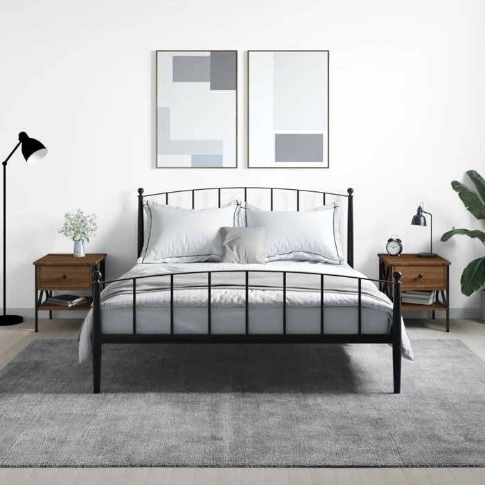 Mesitas de noche de 2 piezas, roble marrón, 40x42x45 cm, madera de ingeniería.