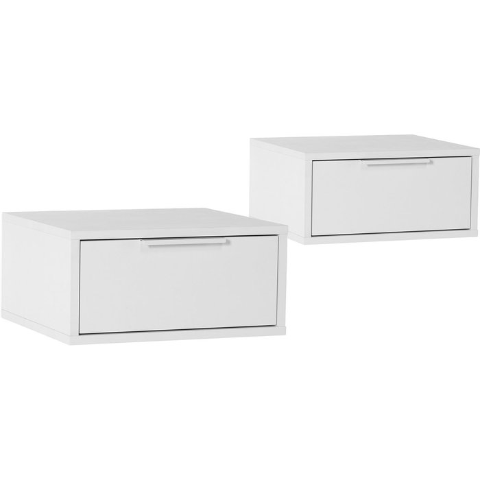 Juego 2 mesitas de noche flotante auri 1 cajón color blanco