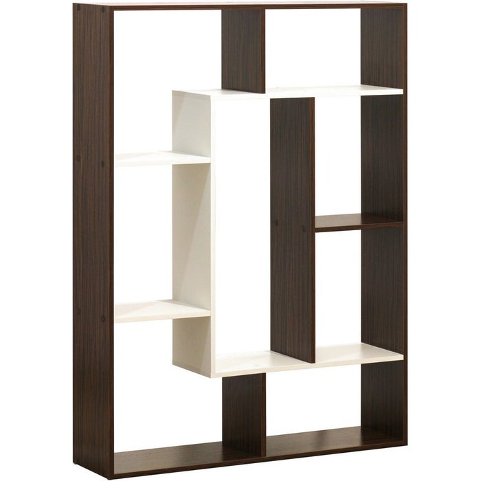 Librería individual efecto madera marrón y blanca 100x24x136 cm