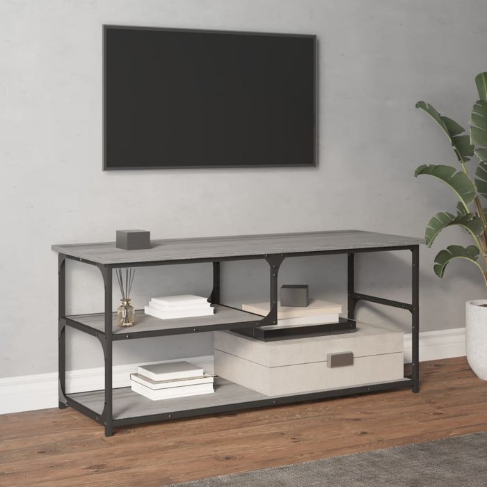 Maison exclusive - mueble de tv contrachapada y acero gris sonoma 103x38x46,5 cm