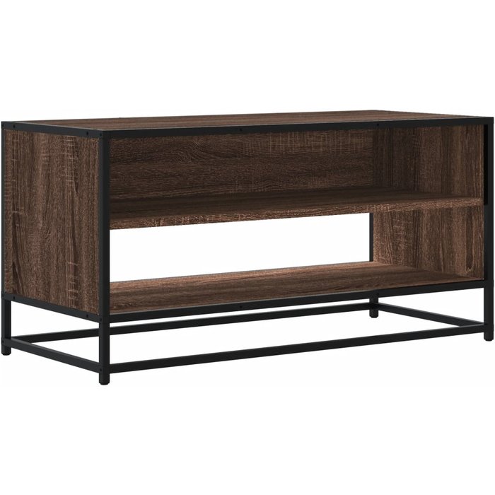 Mueble de tv de metal y madera compuesta, roble marrón, 91x40x46 cm - comfortxl