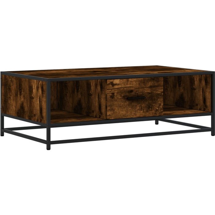 Mesa de centro madera ingeniería metal roble humo 100x57x35 cm