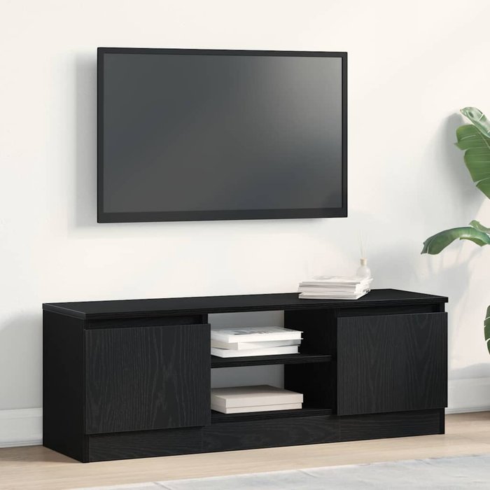 Mueble de tv de roble negro 102x30x36 cm madera de ingeniería