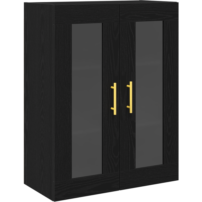 Aparador | rio de pared con puertas de vidrio roble negro 69,5x34x90cm cfw469924