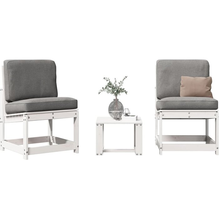 Vidaxl juego de muebles de jardín 3 pzas madera maciza de pino blanco