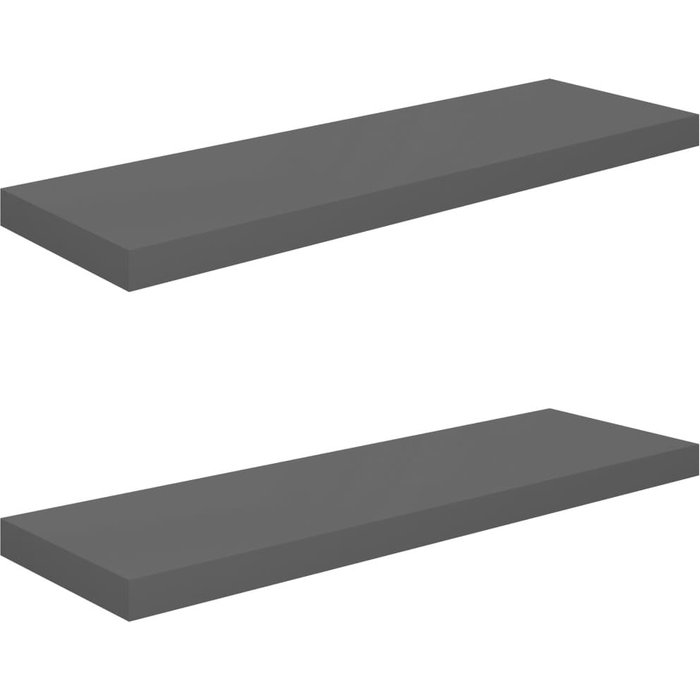 Estante flotante de pared 2 uds mdf gris brillo 80x23,5x3,8 cm
