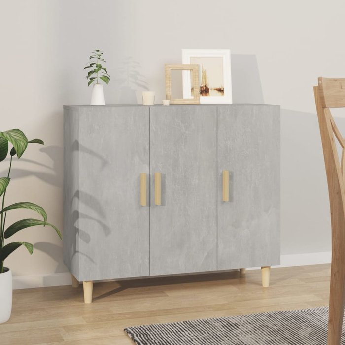 Aparador gris cemento 90x34x80 cm madera contrachapada