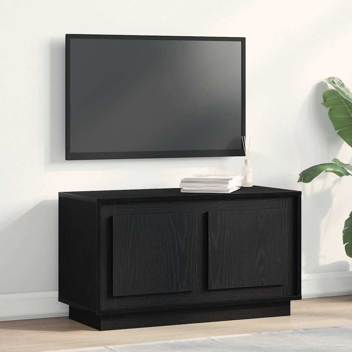 Mueble de tv, roble negro, 80 x 35 x 45 cm, madera de ingeniería
