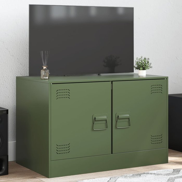 Mueble tv verde oliva 67x39x44 cm acero