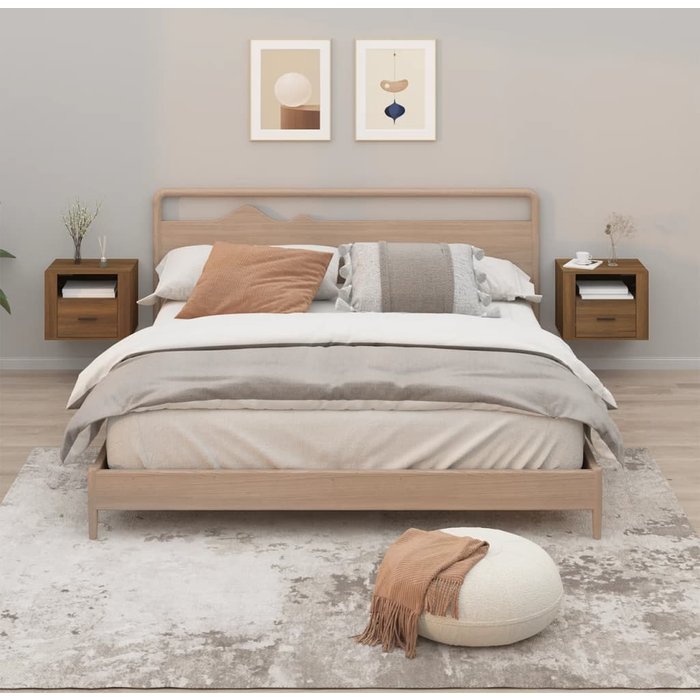 Maison exclusive - mesitas de noche de pared 2 uds roble marrón 50x36x40 cm