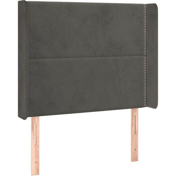 Cabecero con orejas de terciopelo gris oscuro 83x16x118/128 cm - comfortxl