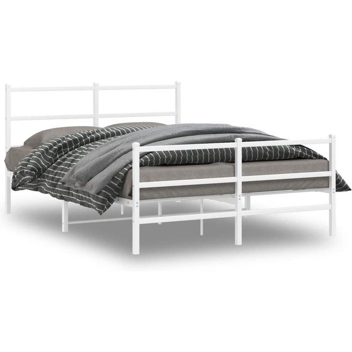 Estructura cama sin colchón con estribo metal blanco 135x190 cm — comfortxl