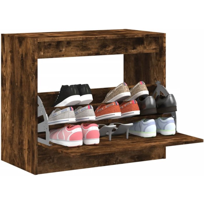 Vidaxl zapatero de madera de ingeniería roble ahumado 80x42x69 cm