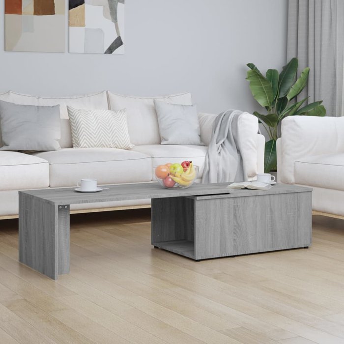 Mesa de centro sonoma gris 150x50x35 cm madera contrachapada