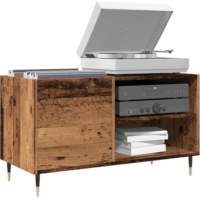 Maison exclusive - mueble para discos madera ingeniería envejecida 84,5x38x48 cm