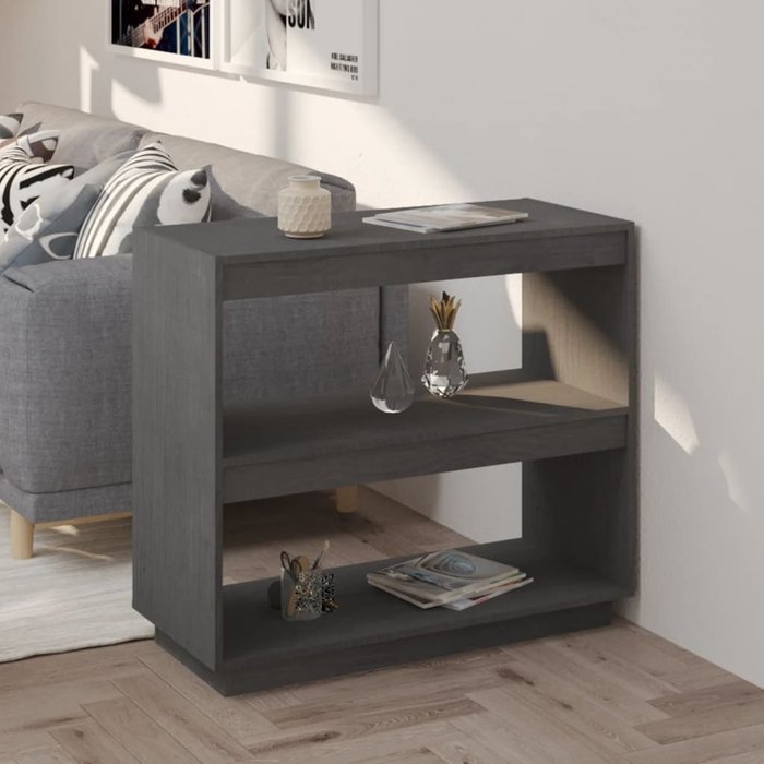 Librería gris 80x35x71 cm madera maciza de pino