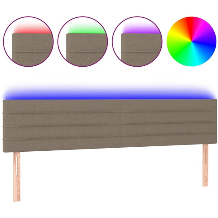 Cabecero cama - mueble cabecero con led de tela gris taupe 180x5x78/88 cm