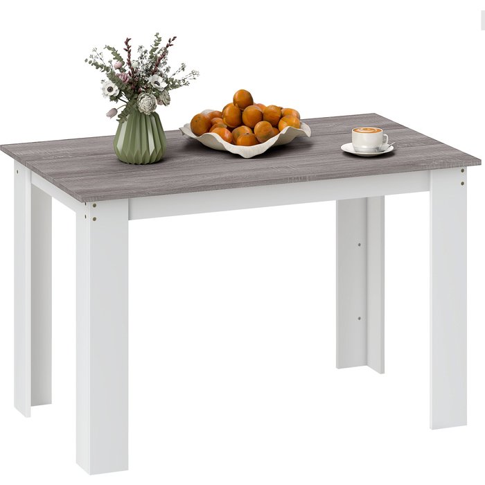 Mesa comedor 4-6 personas 120x69cm melamina gris blanco moderno