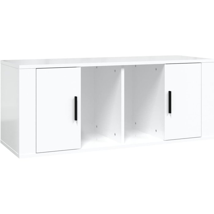 Mueble de tv de contrachapado blanco brillante 100x35x40 cm - comfortxl