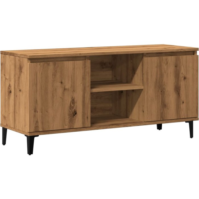 Mueble de tv en madera laminada de roble artesanal 102x35x50 cm - comfortxl
