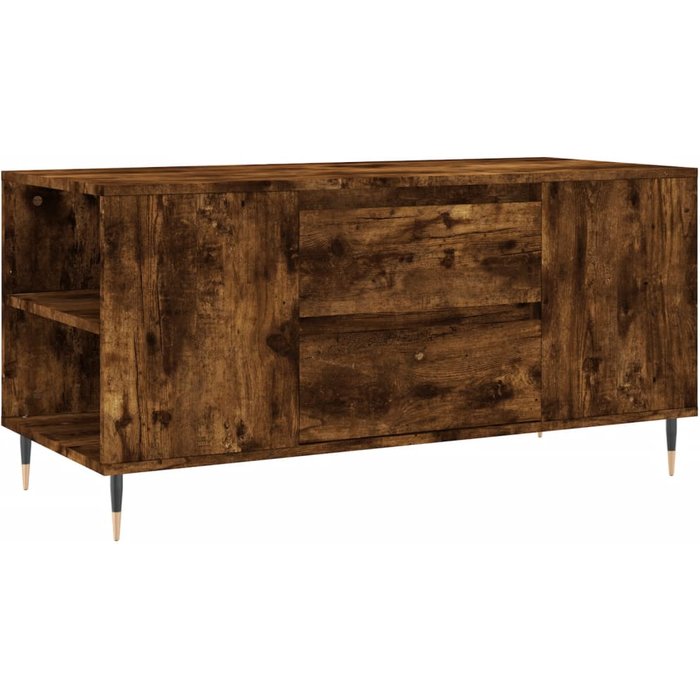 Mesa de centro de madera laminada de roble ahumado 102x44,5x50 cm - comfortxl