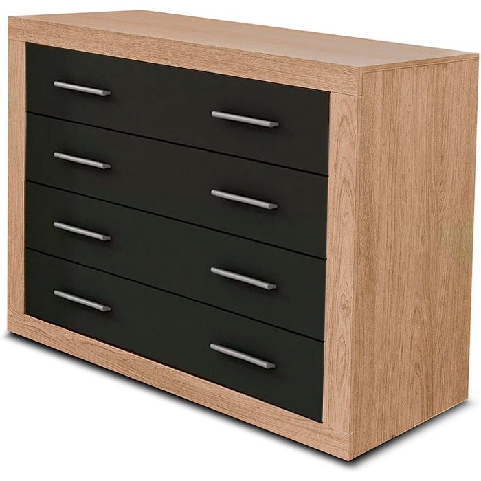 Comoda kiara de 4 cajones cambria y grafito 98x82 cm
