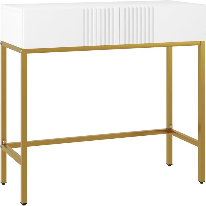 Mesa consola homcom melamina de madera, acero blanco 80x31.5x75 cm