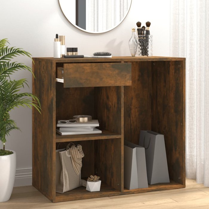 Mueble cosmético roble ahumado 80x40x75 cm madera contrachapada
