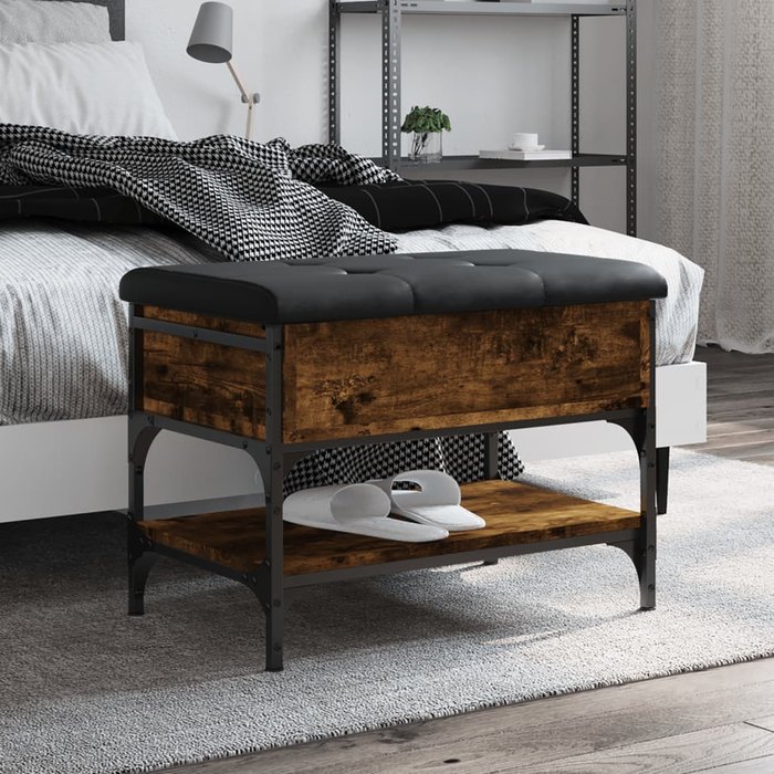 Banco zapatero roble ahumado 62x42x45 cm madera contrachapada