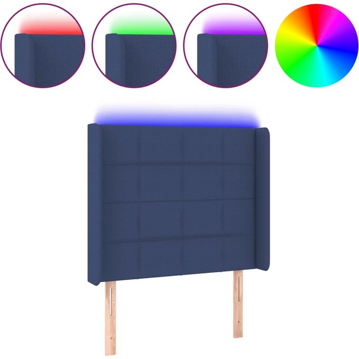 Cabecero con led de tela azul 83x16x118/128 cm - comfortxl