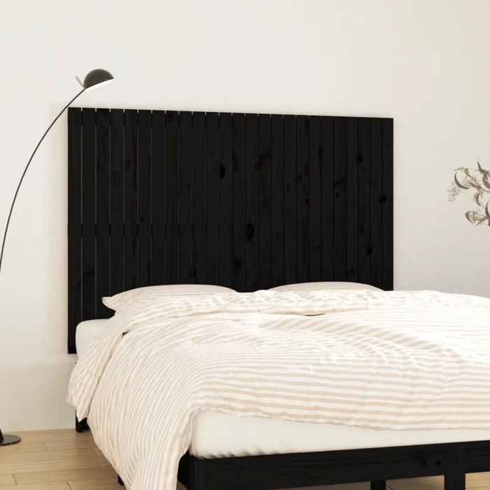 Vidaxl cabecero de cama pared madera maciza pino negro 159,5x3x110 cm