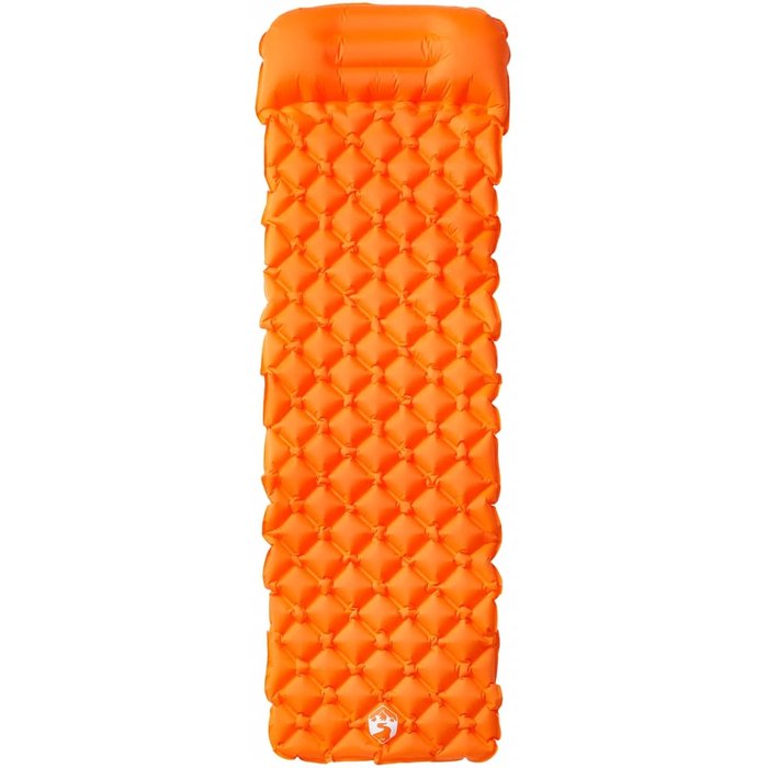 Colchón de camping inflable con almohada 1 persona naranja