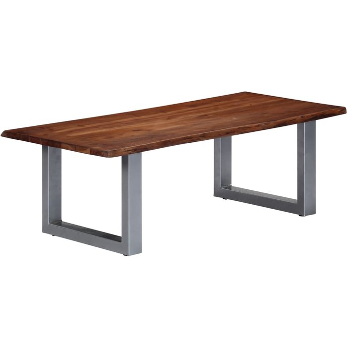 Mesa de centro con borde natural 115x60x40 cm madera maciza de acacia
