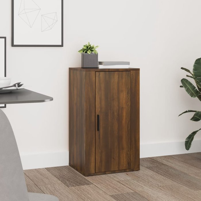 Aparador de madera contrachapada marrón roble 40x33x70 cm v3399 unico / marrón