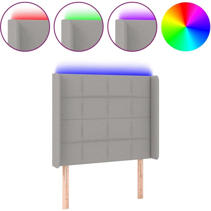 Cabecero con tela gris claro led 103x16x118/128 cm - comfortxl