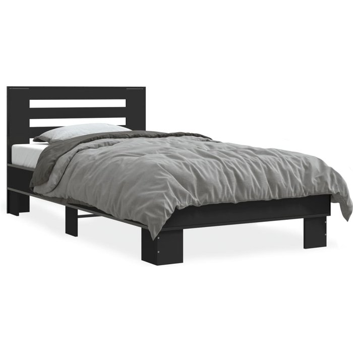 Vidaxl estructura de cama madera de ingeniería y metal negra 75x190 cm