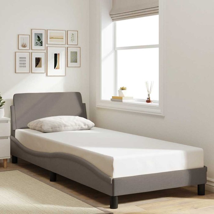 Estructura de cama con cabecero dover tela taupe 90x200cm vidaxl
