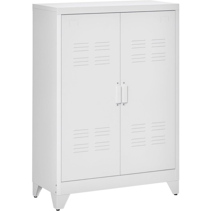 Armario metal blanco 75x33x110cm 2 estantes ajustables oficina garaje