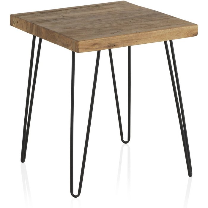 Mesita auxiliar madera de olmo viejo patas metálicas