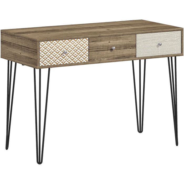 Escritorio homcom melamina de madera, acero madera natural 105x50x75 cm