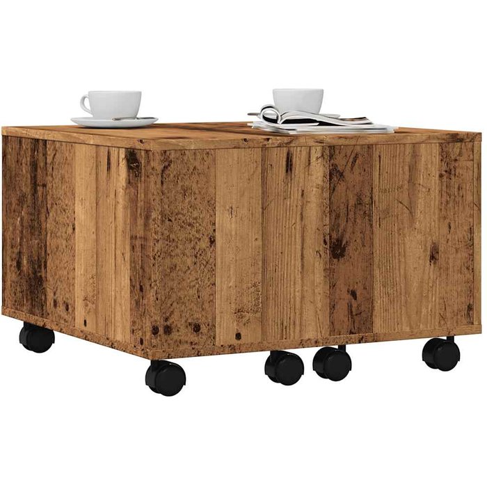 Mesa de centro madera de ingeniería envejecida 60x60x38 cm