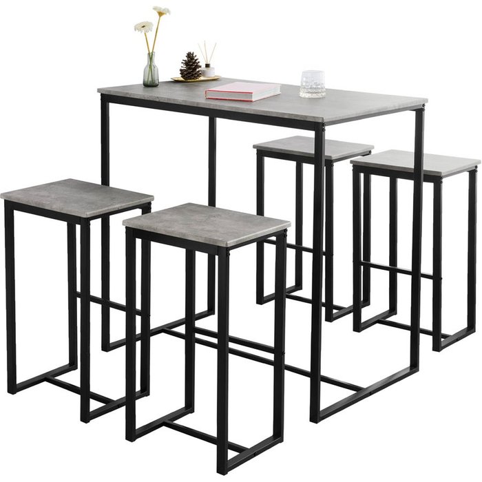 Set mesa alta de bar y 4 taburetes muebles bar comedor ogt15-hg sobuy es