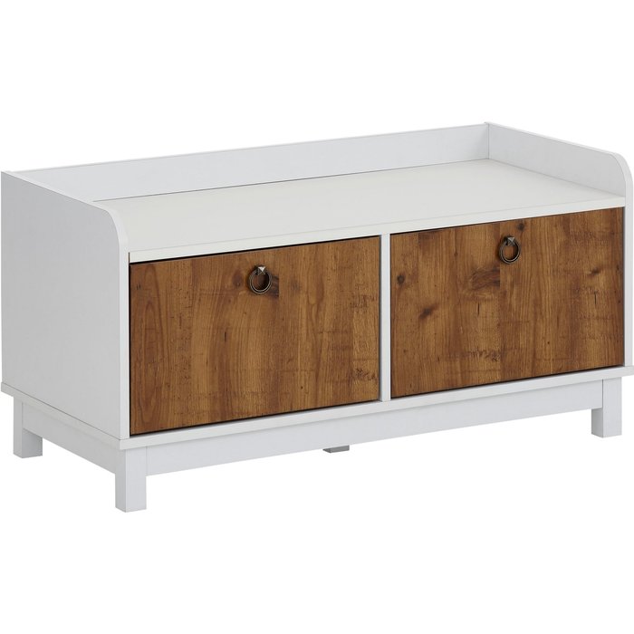 Goslar|banco con 2 puertas en imitación madera blanco