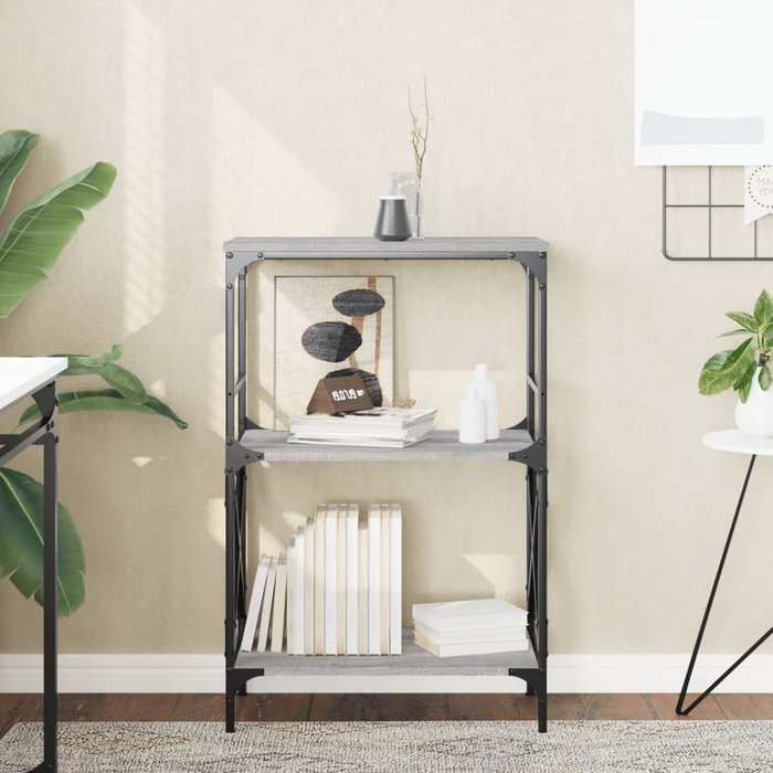 Librería 3 niveles sonoma gris 59x35x90,5 cm