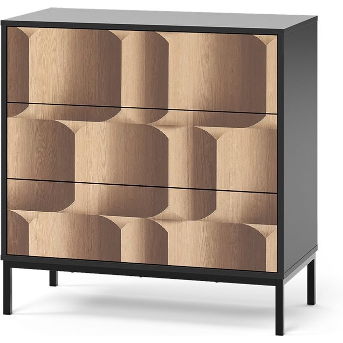 Vicco cómoda eliza, negro/roble, 80 x 81.2 cm con 3 cajones