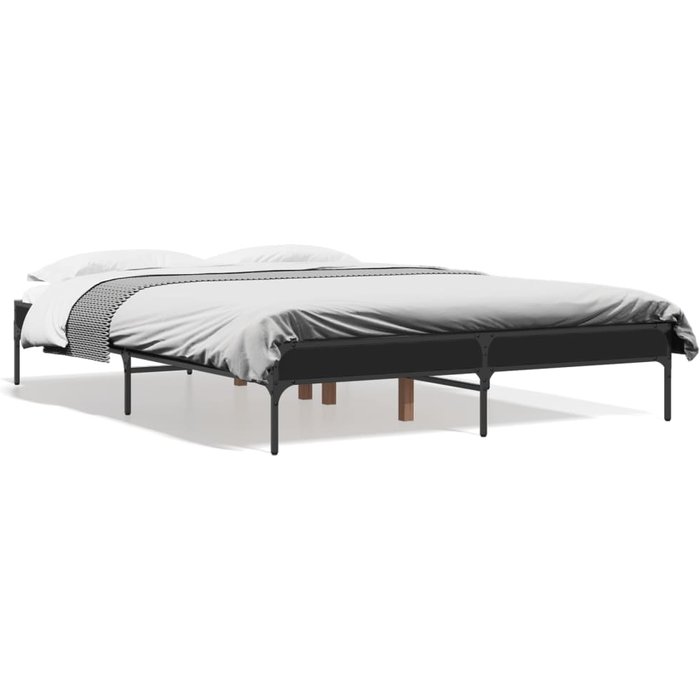 Estructura de cama madera de ingeniería y metal negro 135x190cm — comfortxl