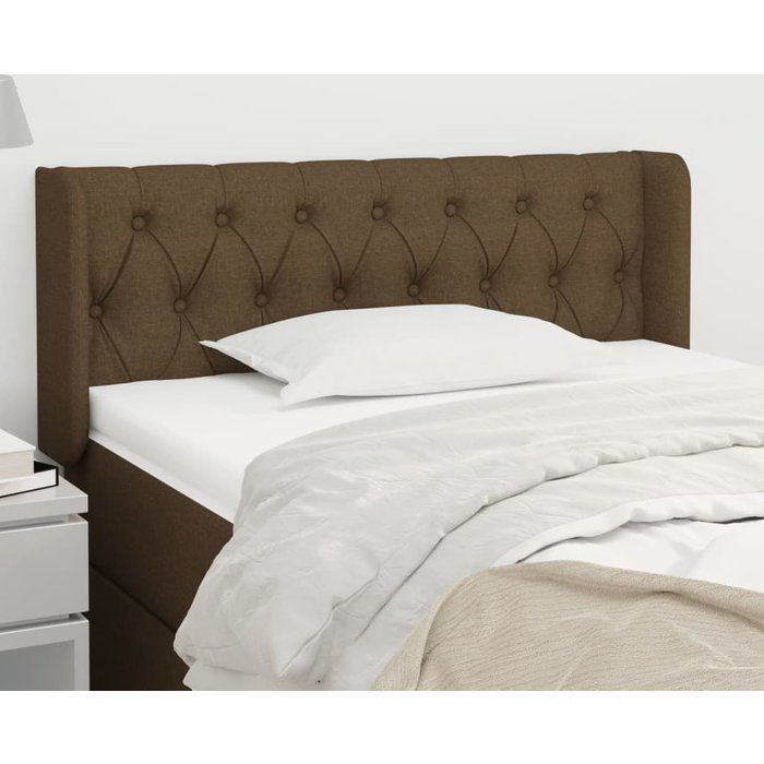 Cabecero con orejas tela marrón oscuro 93x16x78/88 cm